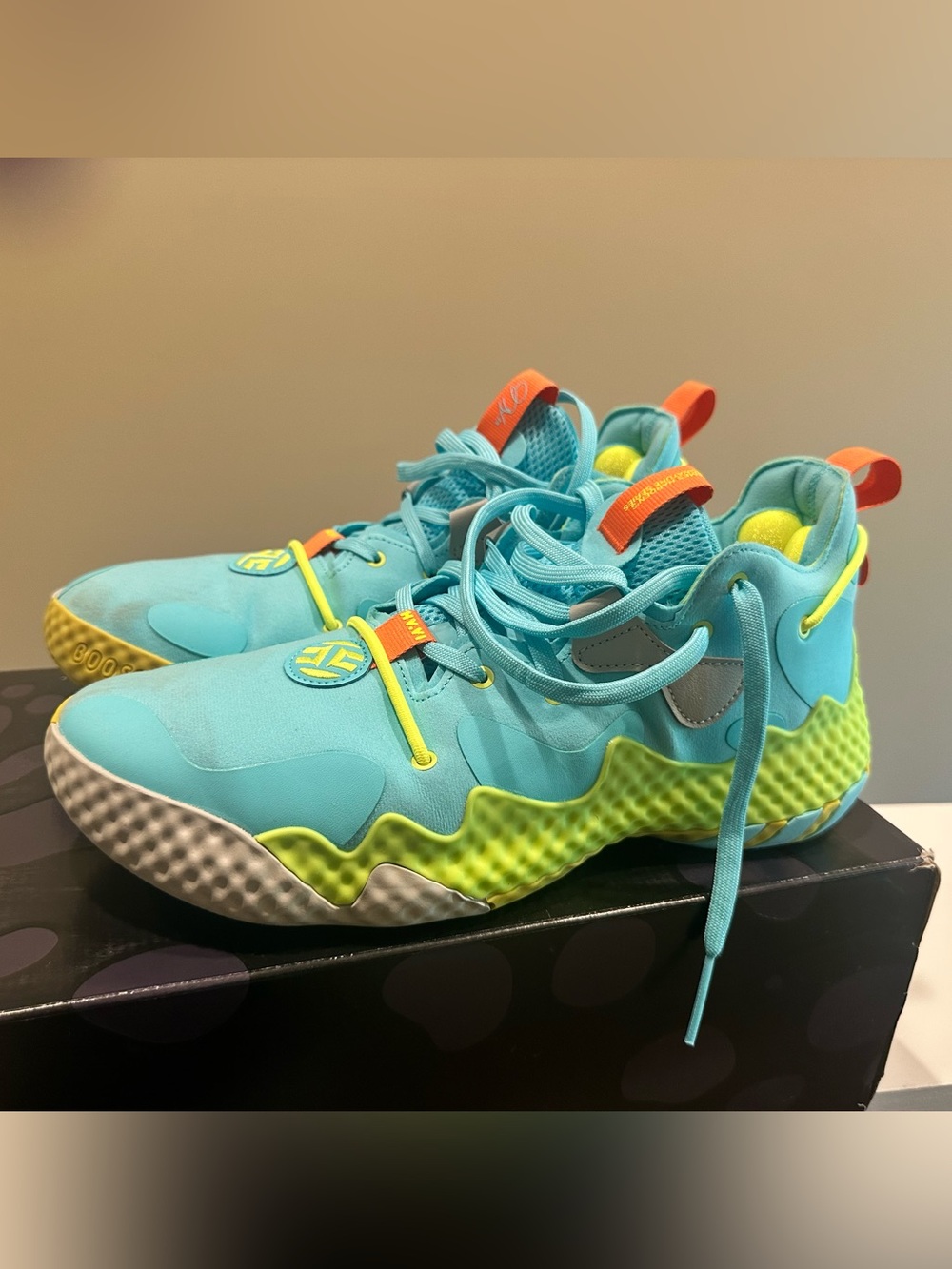 Adidas Harden Stepback Men’s Basketball Shoes - Aqua/Neon Yellow size 11.5
